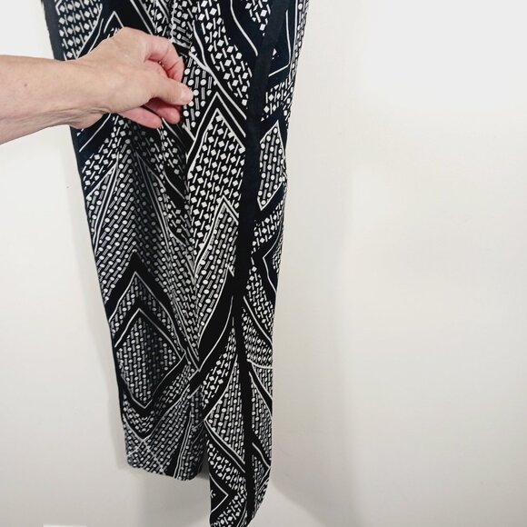 Calvin Klein, Small, Light Weight, Black/White Print Pull-On Pants, Side Stripe - Picture 4 of 16